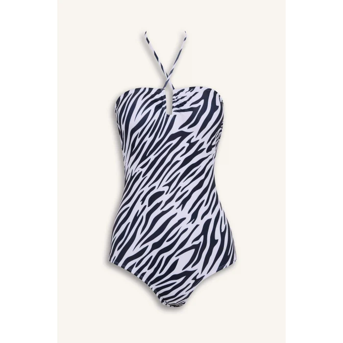 Defacto E4351 Siyah Regular Fit Zebra Desenli Mayo-Fall in Love