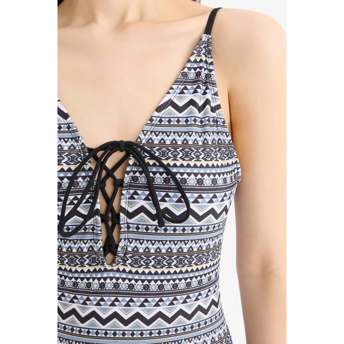 Defacto T3656 Siyah Regular Fit Etnik Desenli Mayo-Fall in Love