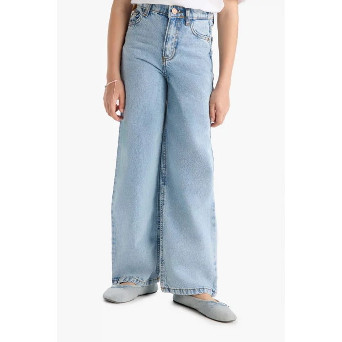 Defacto D6485 Mavi Kız Çocuk Wide Leg Geniş Paça Jean Pantolon