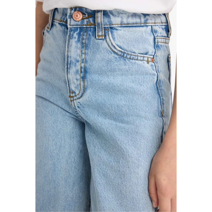 Defacto D6485 Mavi Kız Çocuk Wide Leg Geniş Paça Jean Pantolon