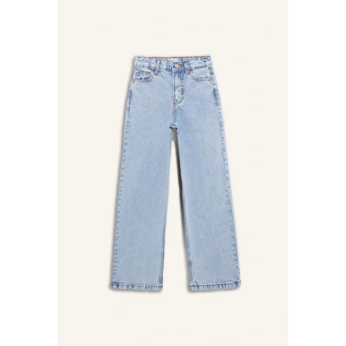 Defacto D6485 Mavi Kız Çocuk Wide Leg Geniş Paça Jean Pantolon