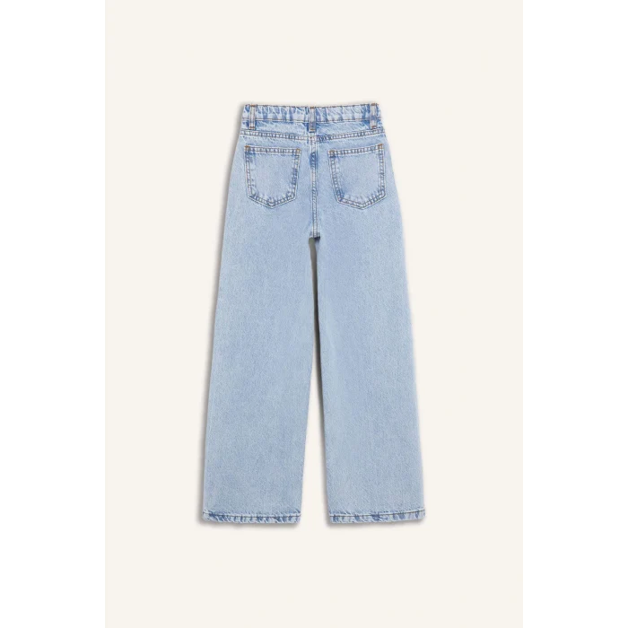 Defacto D6485 Mavi Kız Çocuk Wide Leg Geniş Paça Jean Pantolon