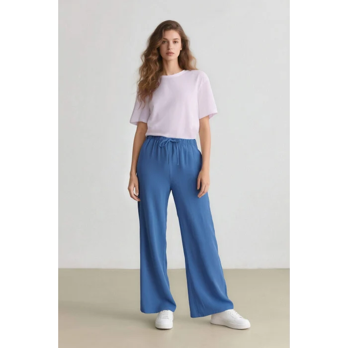 Defacto E6883 Mavi Wide Leg Geniş Bol Paça Aerobin Pantolon