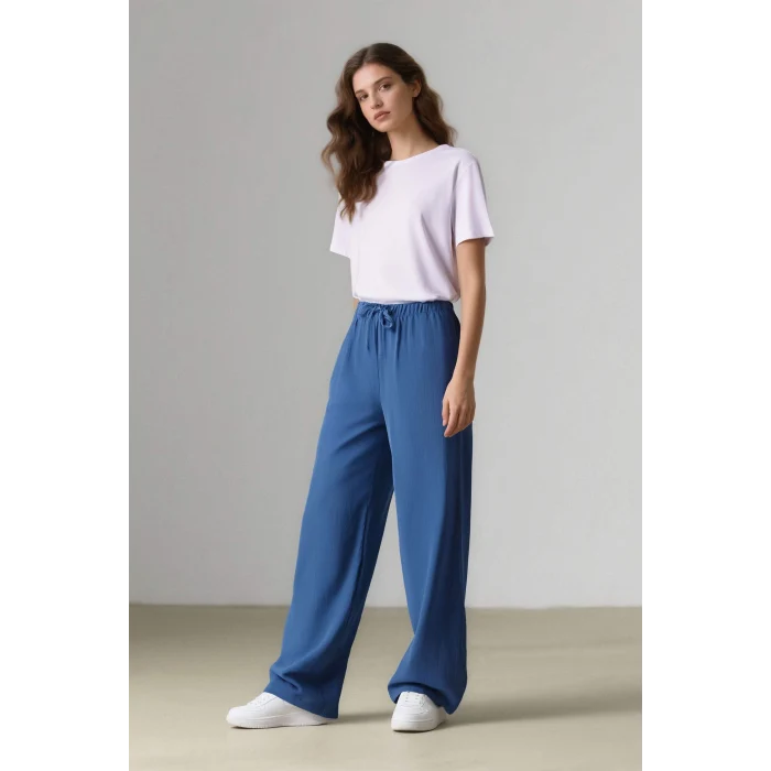 Defacto E6883 Mavi Wide Leg Geniş Bol Paça Aerobin Pantolon