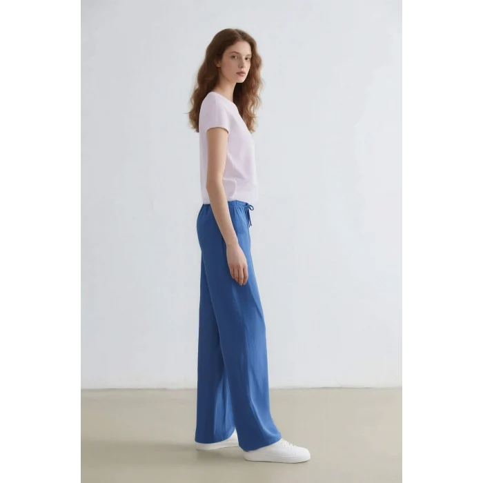 Defacto E6883 Mavi Wide Leg Geniş Bol Paça Aerobin Pantolon