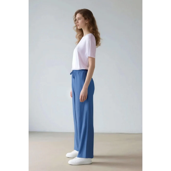 Defacto E6883 Mavi Wide Leg Geniş Bol Paça Aerobin Pantolon