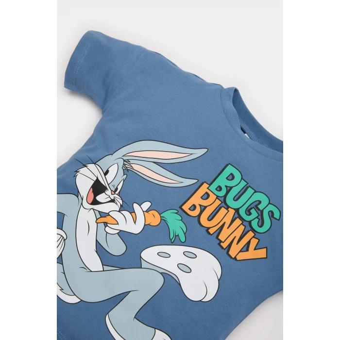 Defacto E7693 Mavi Erkek Bebek Looney Tunes 2li Takım Kısa Kollu Tişört Şort