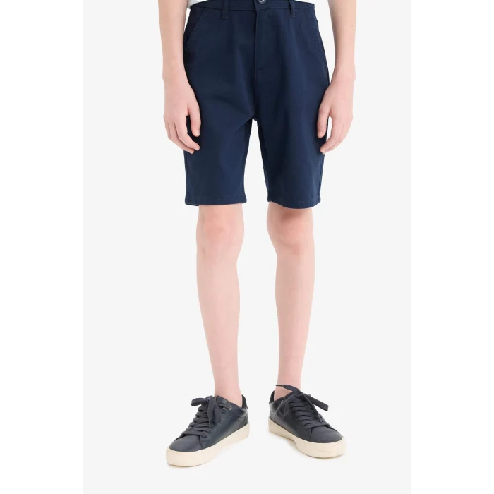 Defacto C2955 Lacivert Erkek Çocuk Cepli Basic Düz Gabardin Şort