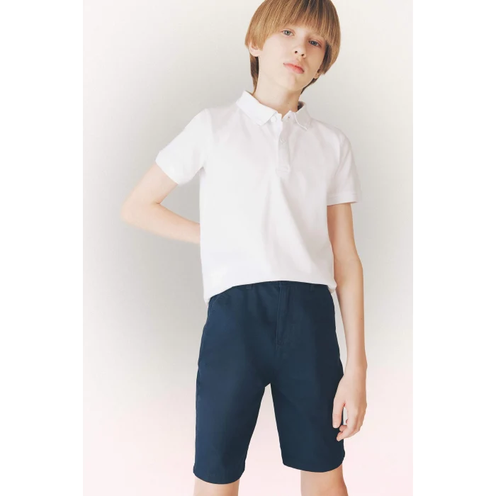 Defacto C2955 Lacivert Erkek Çocuk Cepli Basic Düz Gabardin Şort