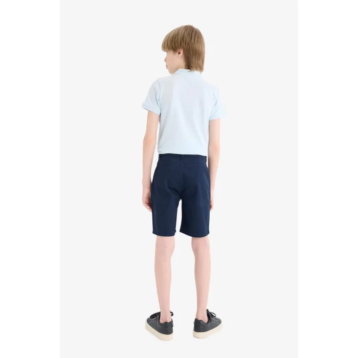 Defacto C2955 Lacivert Erkek Çocuk Cepli Basic Düz Gabardin Şort