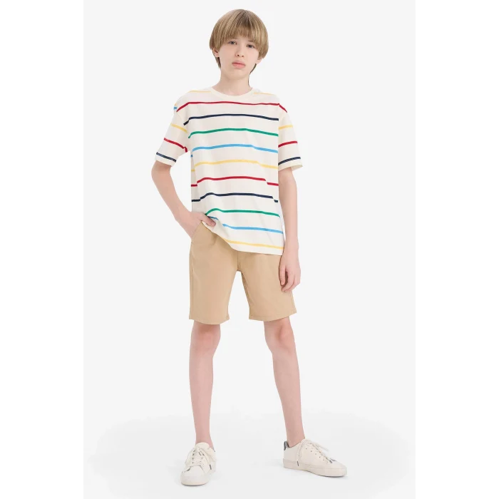 Defacto C2955 Bej Erkek Çocuk Gabardin Şort