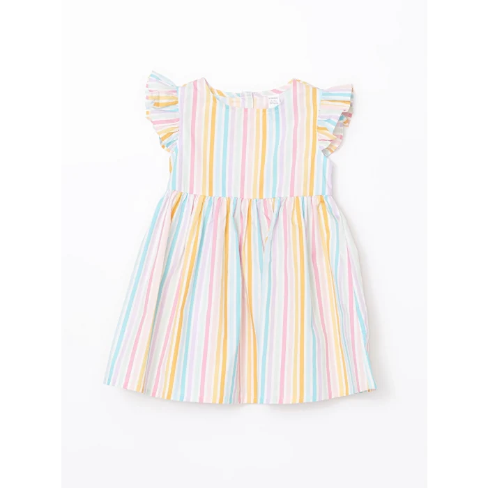 LCW Kids Karişik Bisiklet Yaka Kız Çocuk Poplin Elbise