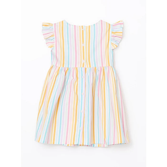 LCW Kids Karişik Bisiklet Yaka Kız Çocuk Poplin Elbise