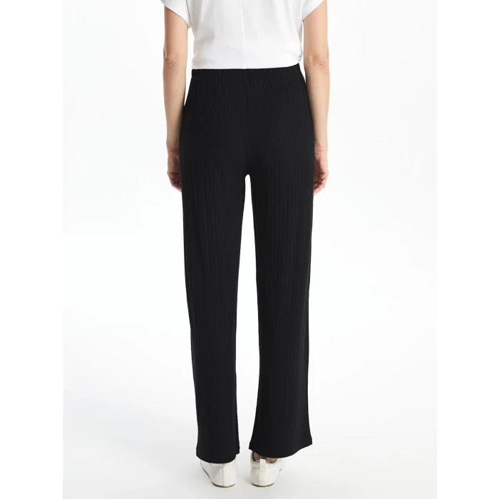 LCWAIKIKI Basic Siyah Beli Lastikli Dokulu Kadın Pantolon