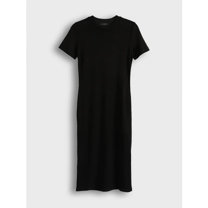 LCW Vision Siyah Bisiklet Yaka Bodycon Elbise