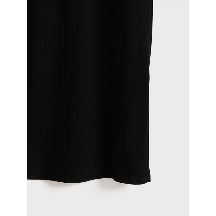 LCW Vision Siyah Bisiklet Yaka Bodycon Elbise