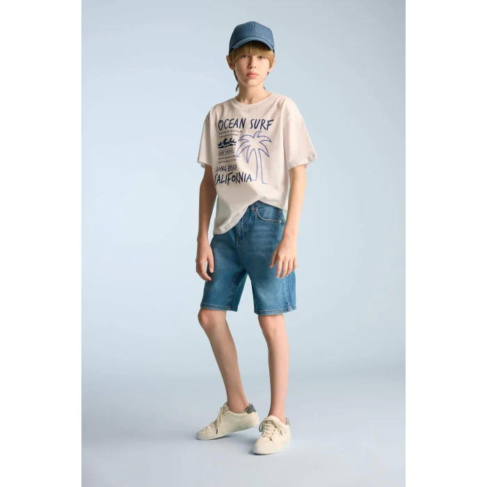 Defacto D7899 Mavi Erkek Çocuk Jean Şort