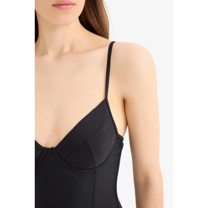 Defacto E4795 Siyah Regular Fit İnce Askılı Mayo-Fall in Love