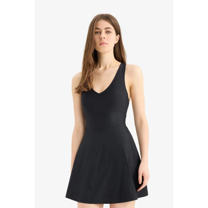 Defacto D9375 Siyah DefactoFit Şort Etekli Sporcu Mayo