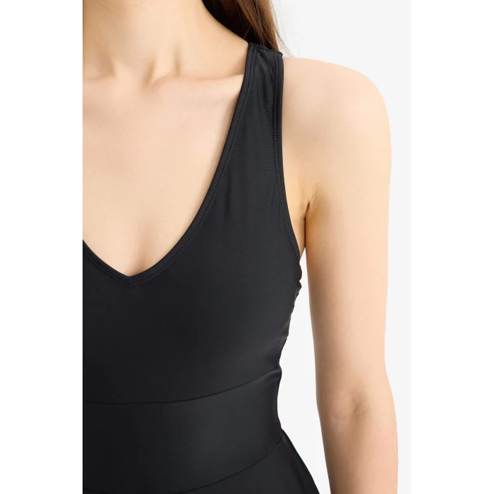 Defacto D9375 Siyah DefactoFit Şort Etekli Sporcu Mayo