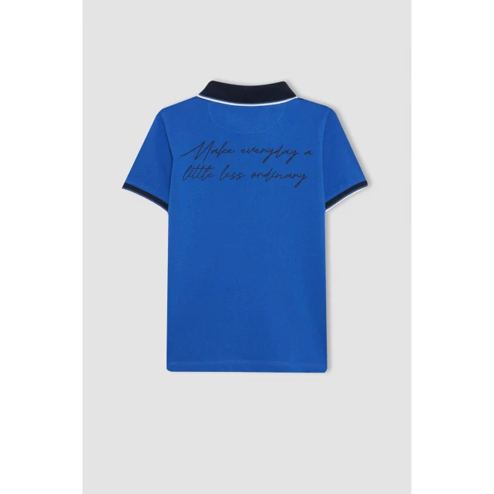 Defacto B6830 Mavi Erkek Çocuk Pike Kısa Kollu Polo Tişört