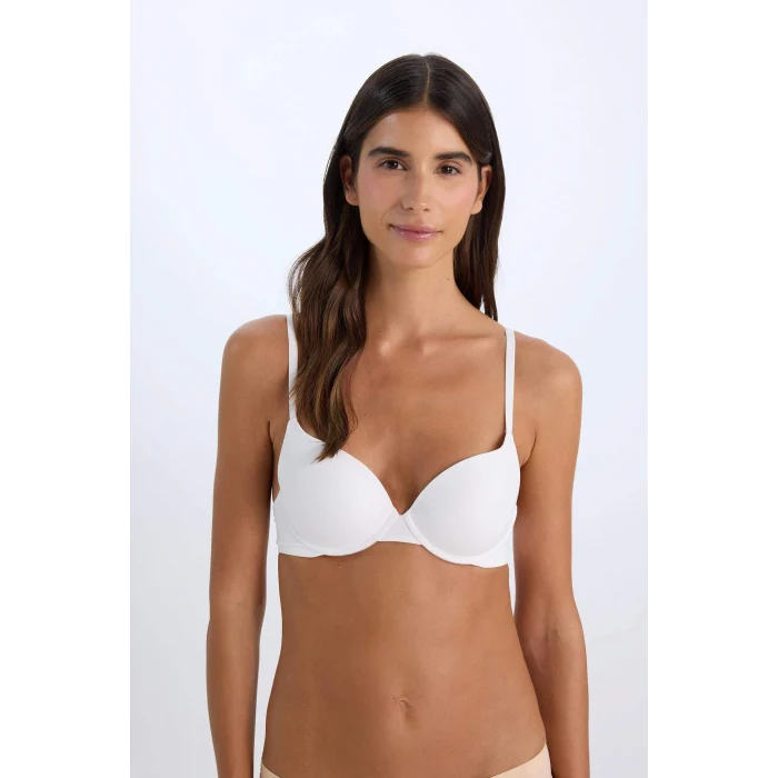 Defacto Z3350 Ekru Push Up Micro Yarım Dolgulu Tişört Bra-Fall in Love