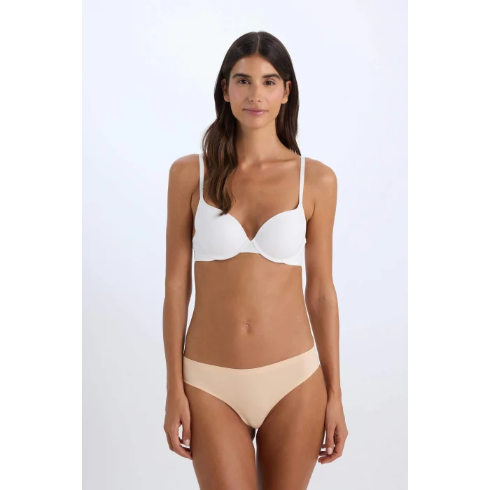 Defacto Z3350 Ekru Push Up Micro Yarım Dolgulu Tişört Bra-Fall in Love