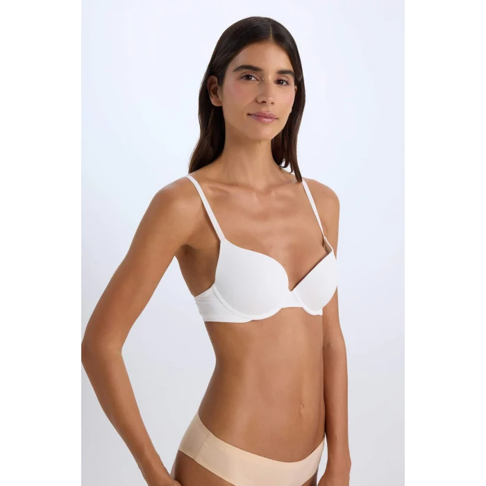 Defacto Z3350 Ekru Push Up Micro Yarım Dolgulu Tişört Bra-Fall in Love