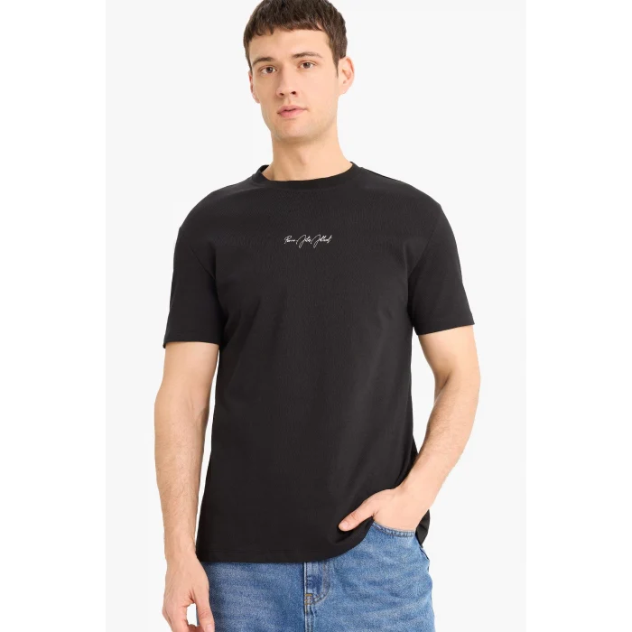 Defacto D7062 Siyah %100 Pamuk Diego Velazquez Regular Fit Bisiklet Yaka Sırt Baskılı Kısa Kollu Tişört