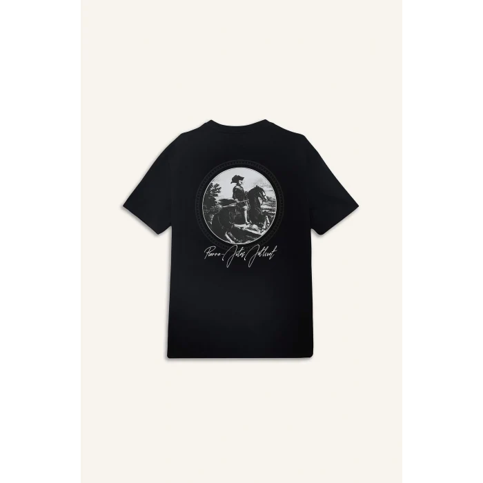 Defacto D7062 Siyah %100 Pamuk Diego Velazquez Regular Fit Bisiklet Yaka Sırt Baskılı Kısa Kollu Tişört