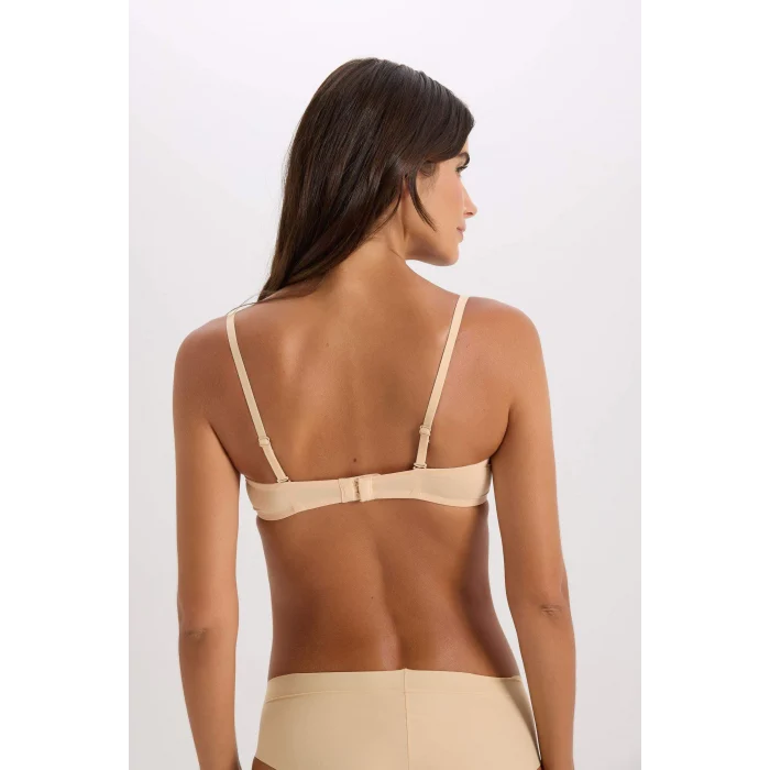 Defacto T8481 Bej Micro Kaplı Full Push Up Straplez Sütyen-Fall in Love