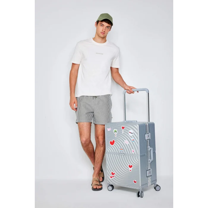 Defacto E3940 Ekru %100 Pamuk Regular Fit Bisiklet Yaka Baskılı Kısa Kollu Tişört