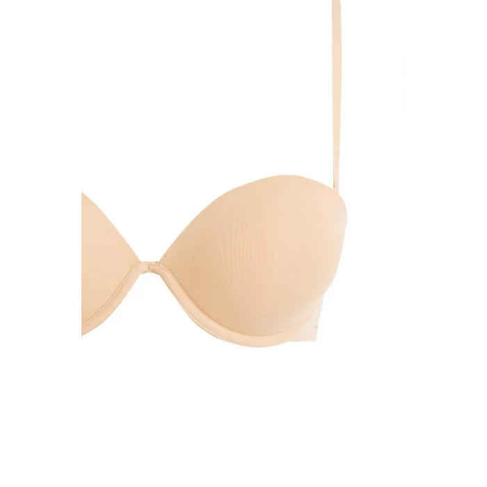 Defacto T8481 Bej Micro Kaplı Full Push Up Straplez Sütyen-Fall in Love