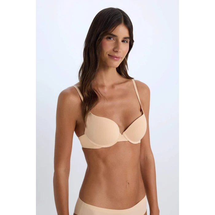 Defacto Z3350 Bej Push Up Micro Yarım Dolgulu Tişört Bra-Fall in Love