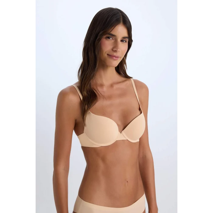 Defacto Z3350 Bej Push Up Micro Yarım Dolgulu Tişört Bra-Fall in Love