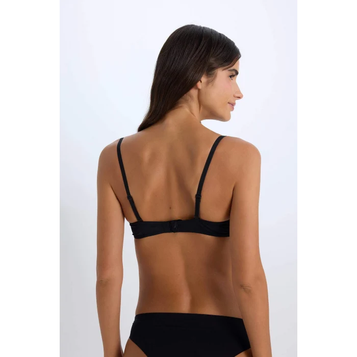 Defacto T8481 Siyah Micro Kaplı Full Push Up Straplez Sütyen-Fall in Love