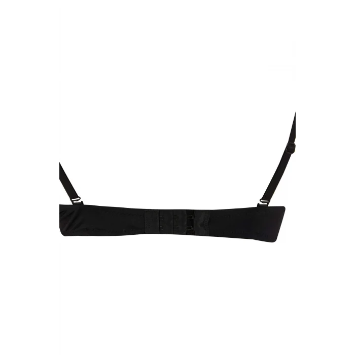 Defacto T8481 Siyah Micro Kaplı Full Push Up Straplez Sütyen-Fall in Love