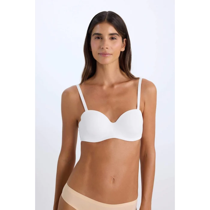 Defacto Y3730 Ekru Boş Kap Toparlayıcı Dolgusuz Straplez Basic Bra-Fall in Love