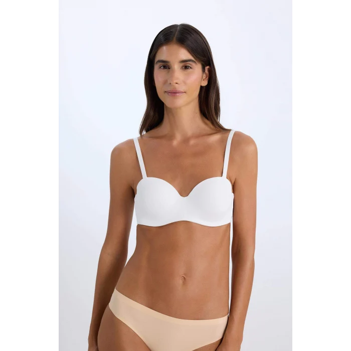 Defacto Y3730 Ekru Boş Kap Toparlayıcı Dolgusuz Straplez Basic Bra-Fall in Love