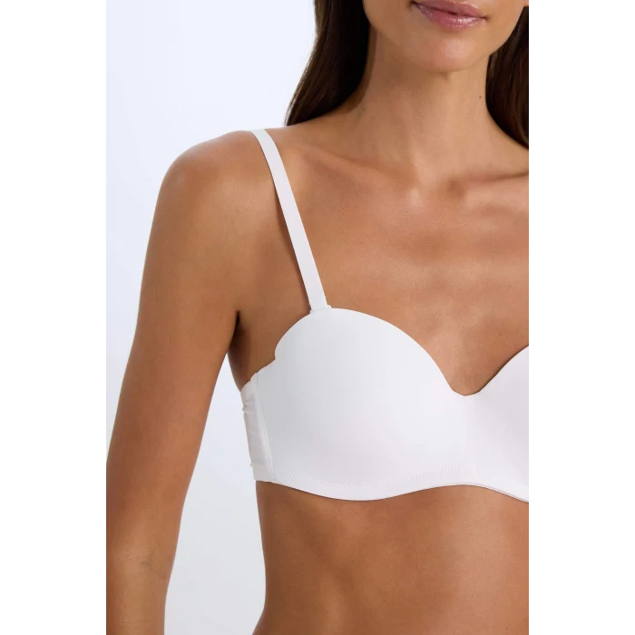 Defacto Y3730 Ekru Boş Kap Toparlayıcı Dolgusuz Straplez Basic Bra-Fall in Love