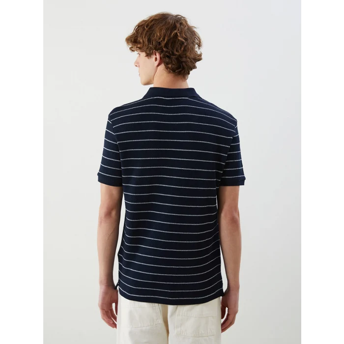 XSIDE Lacivert Polo Yaka Çizgili Erkek Dokulu Tişört