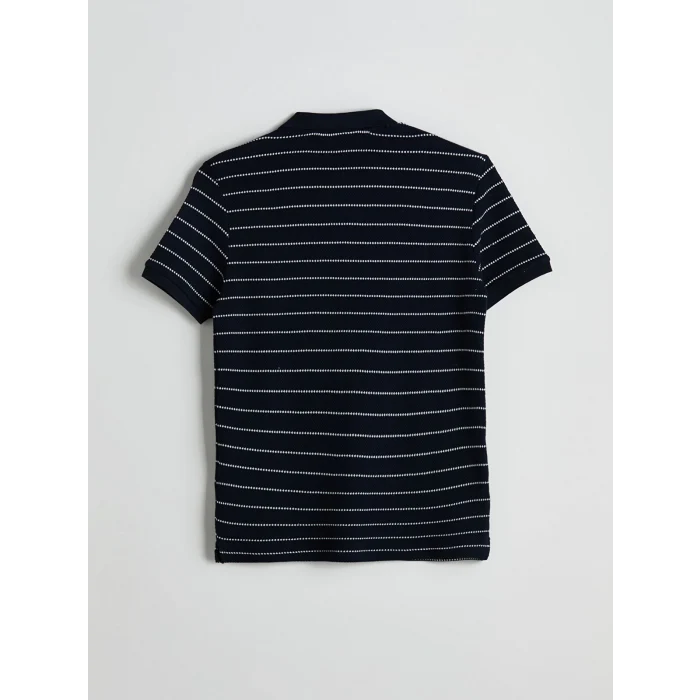 XSIDE Lacivert Polo Yaka Çizgili Erkek Dokulu Tişört