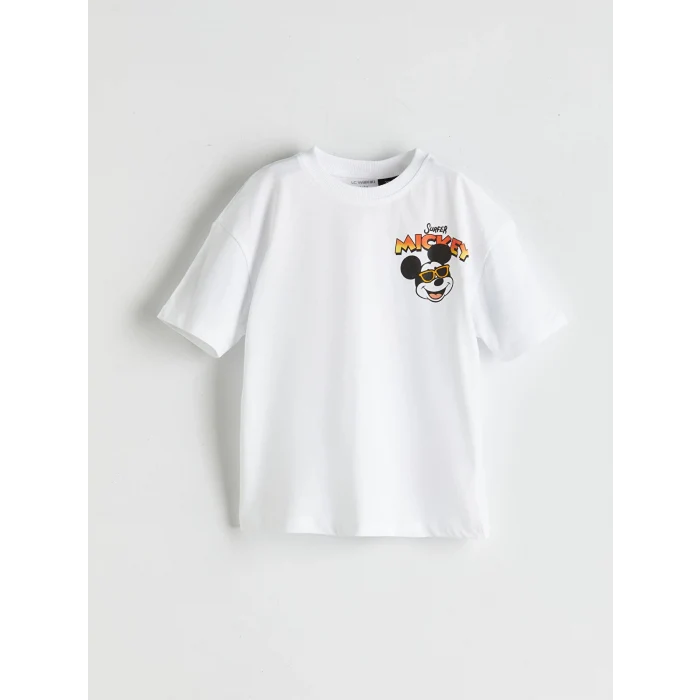LCW Kids Beyaz Mickey Mouse Baskılı Erkek Çocuk Tişört ve Şort 2li