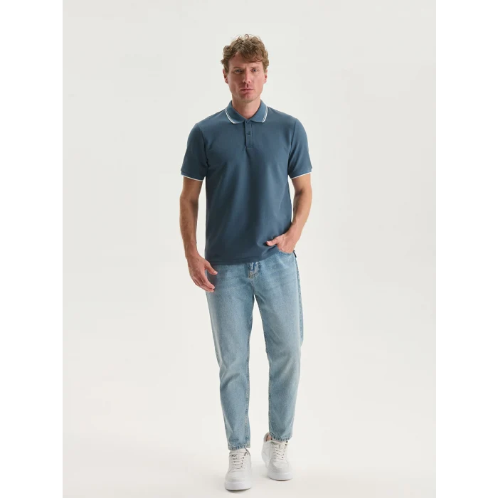 LC WAIKIKI Indigo Polo Yaka Kısa Kollu Erkek Tişört