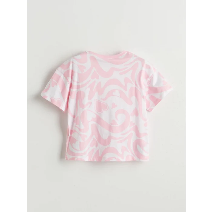 LCW Kids Pembe Bisiklet Yaka Kız Çocuk Şortlu Pijama Takımı