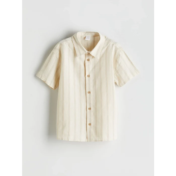 LCW Kids Bej Çizgili Erkek Çocuk Gömlek ve Şort 2li