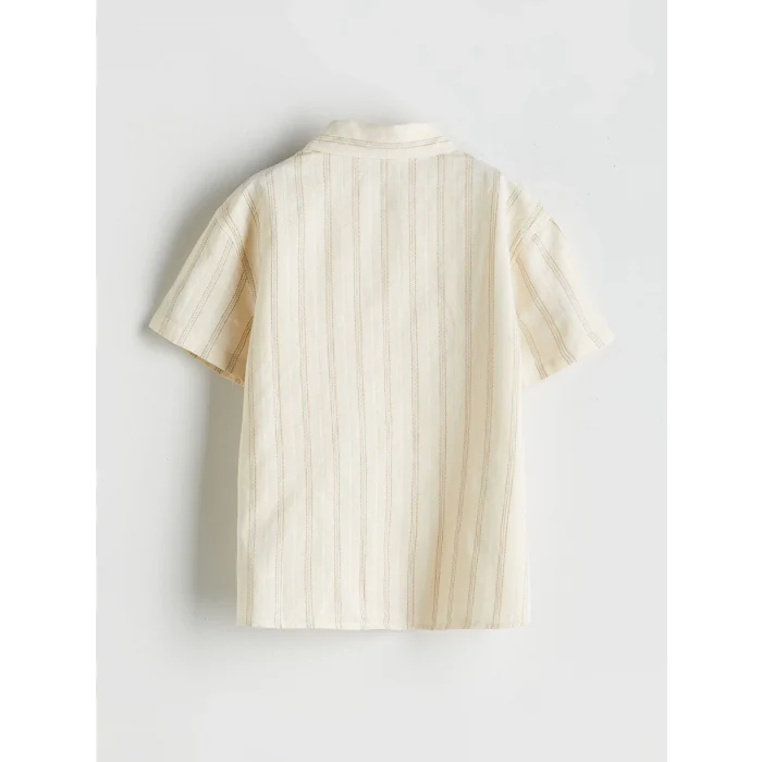 LCW Kids Bej Çizgili Erkek Çocuk Gömlek ve Şort 2li