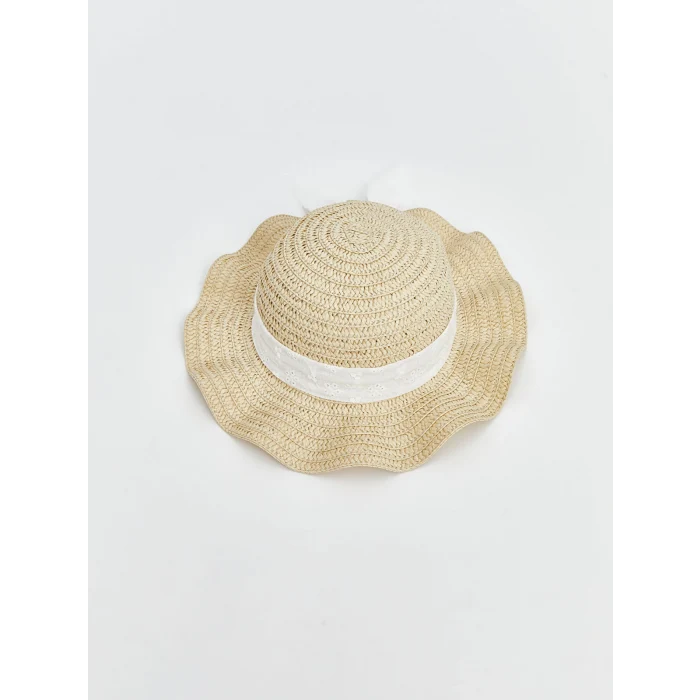 LCW ACCESSORIES Bej Kız Çocuk Hasır Şapka