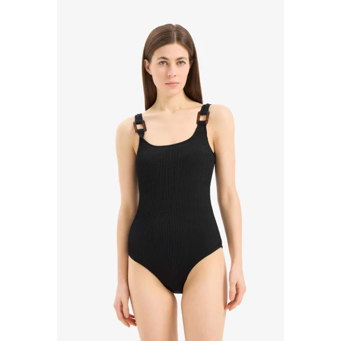 Defacto T8005 Siyah Regular Fit Bürümcük Mayo-Fall in Love