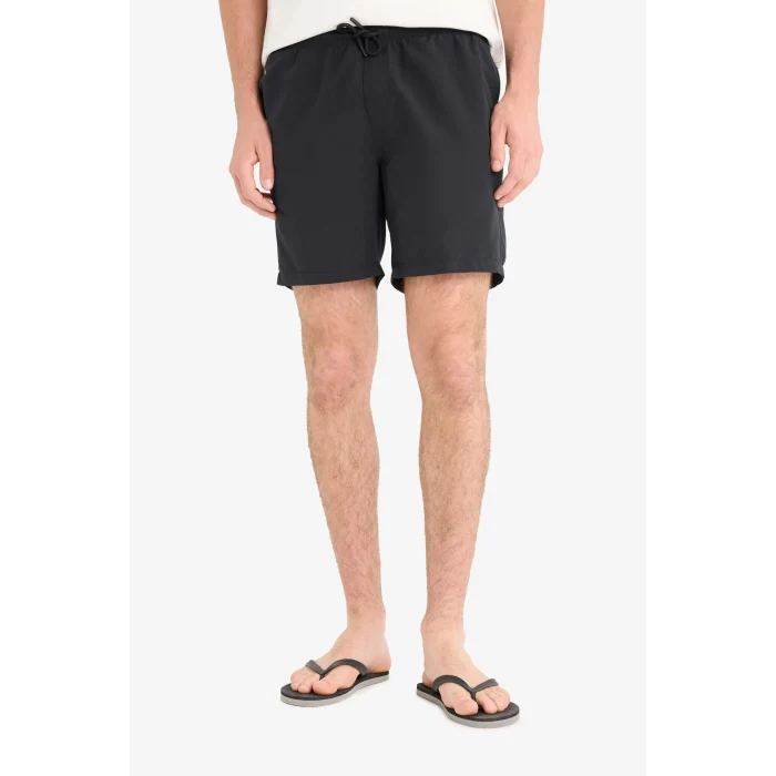 Defacto E4736 Siyah Regular Fit File Astarlı Diz Üstü Deniz Şortu